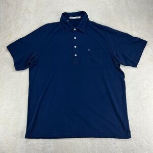 Criquet Polo Shirt Mens 2XL Navy Blue Pocket Logo Short Sleeve Golf Stretch